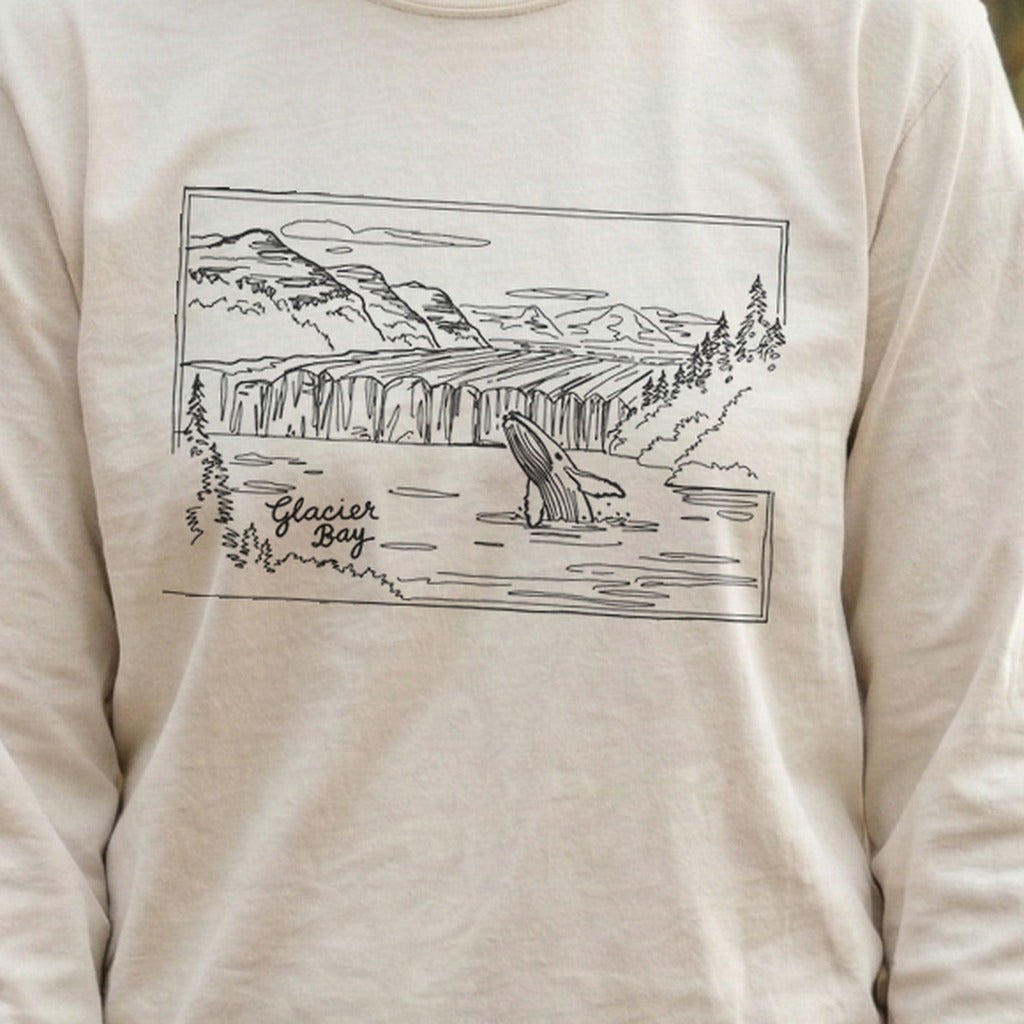 Glacier Bay Line Drawing Cotton Long Sleeve