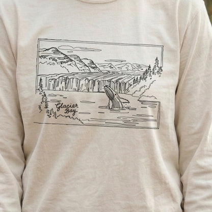 Glacier Bay Line Drawing Cotton Long Sleeve