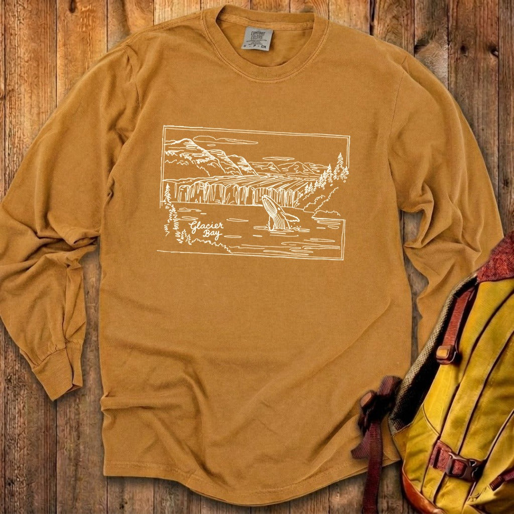 Glacier Bay Line Drawing Cotton Long Sleeve