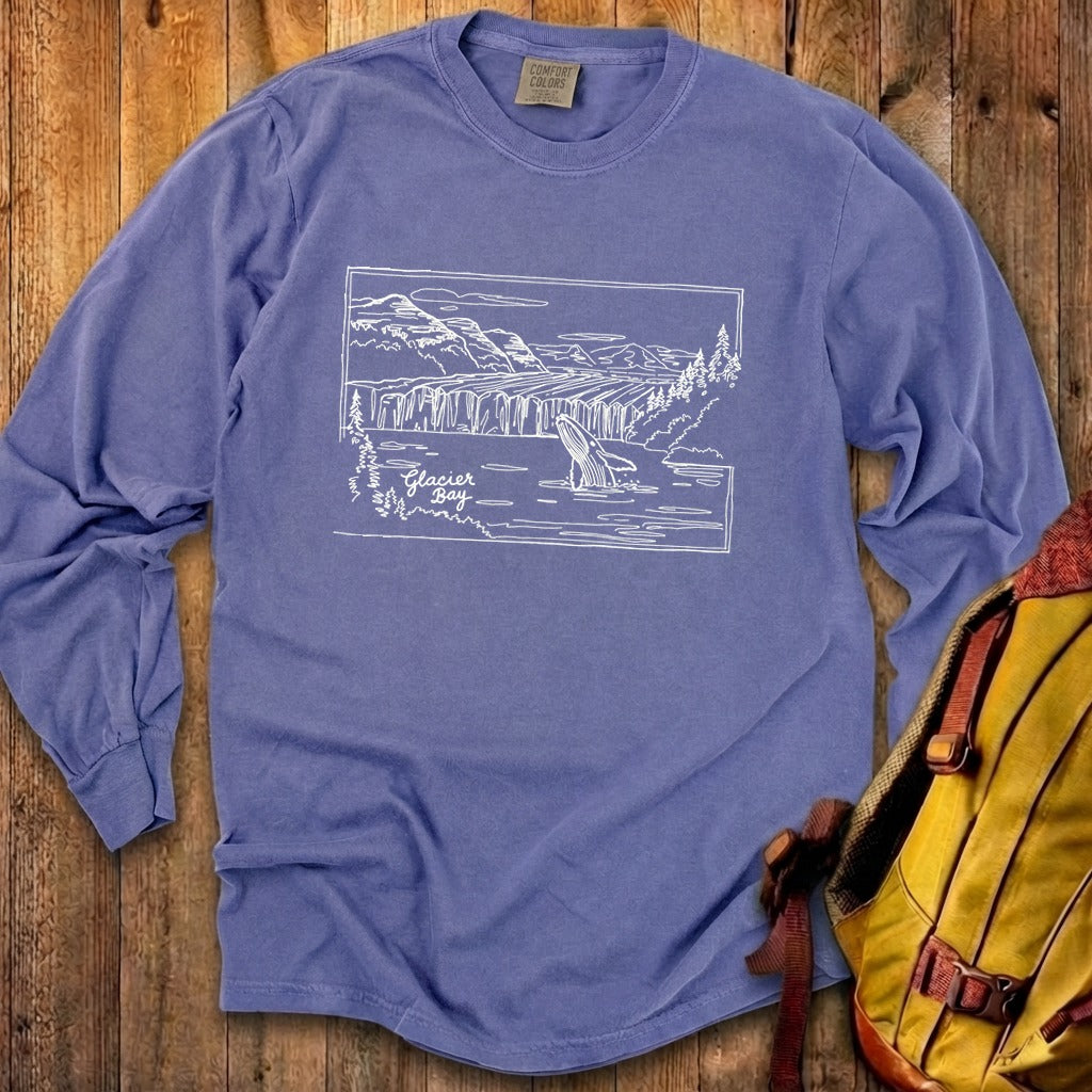 Glacier Bay Line Drawing Cotton Long Sleeve