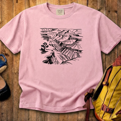 Grand Canyon Line Drawing Cotton T-Shirt