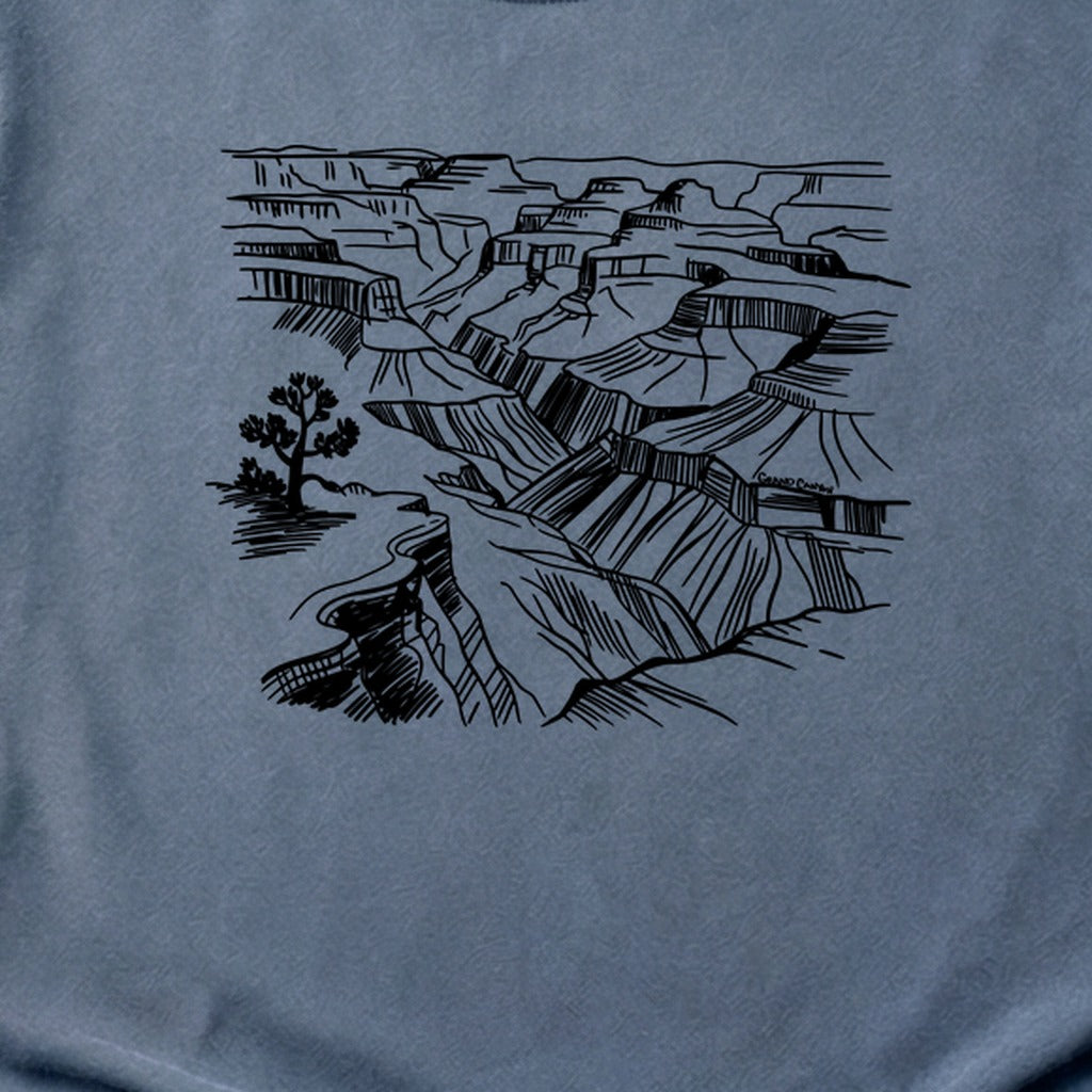 Grand Canyon Line Drawing Cotton T-Shirt
