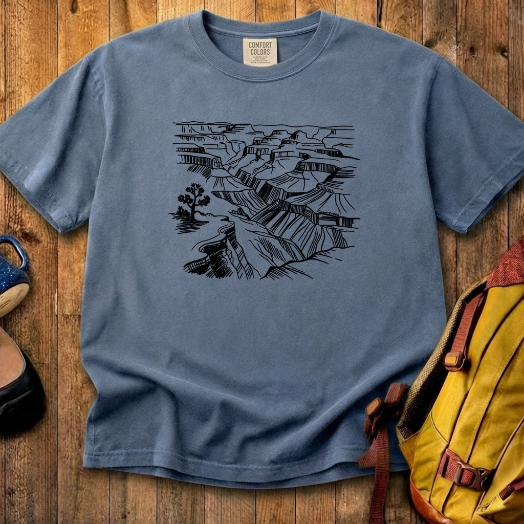 Grand Canyon Line Drawing Cotton T-Shirt