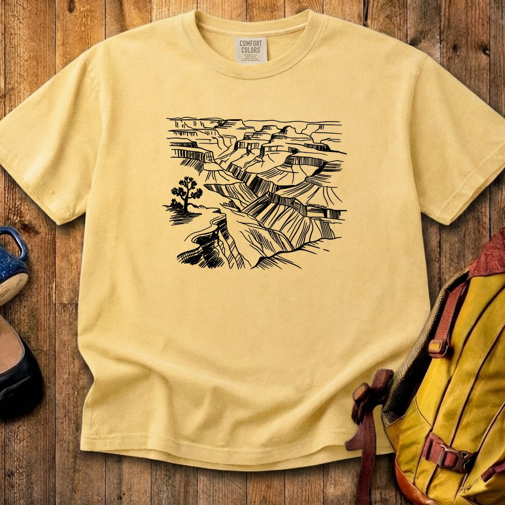 Grand Canyon Line Drawing Cotton T-Shirt