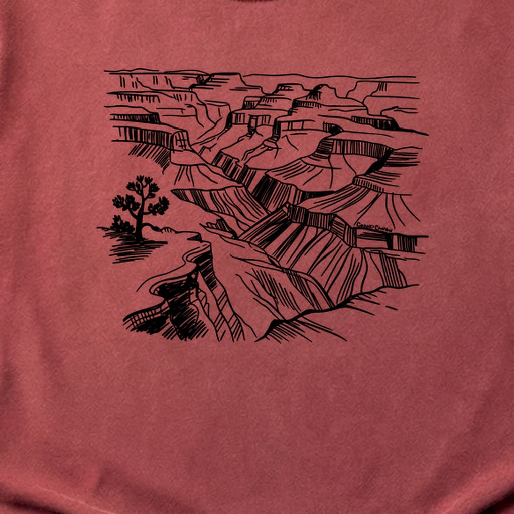 Grand Canyon Line Drawing Cotton T-Shirt