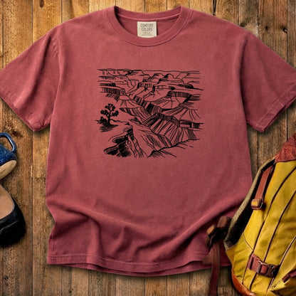 Grand Canyon Line Drawing Cotton T-Shirt