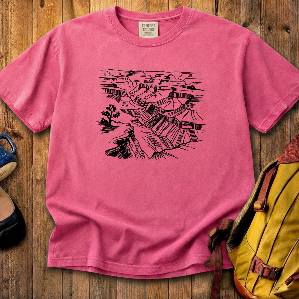 Grand Canyon Line Drawing Cotton T-Shirt