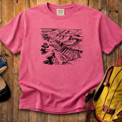 Grand Canyon Line Drawing Cotton T-Shirt