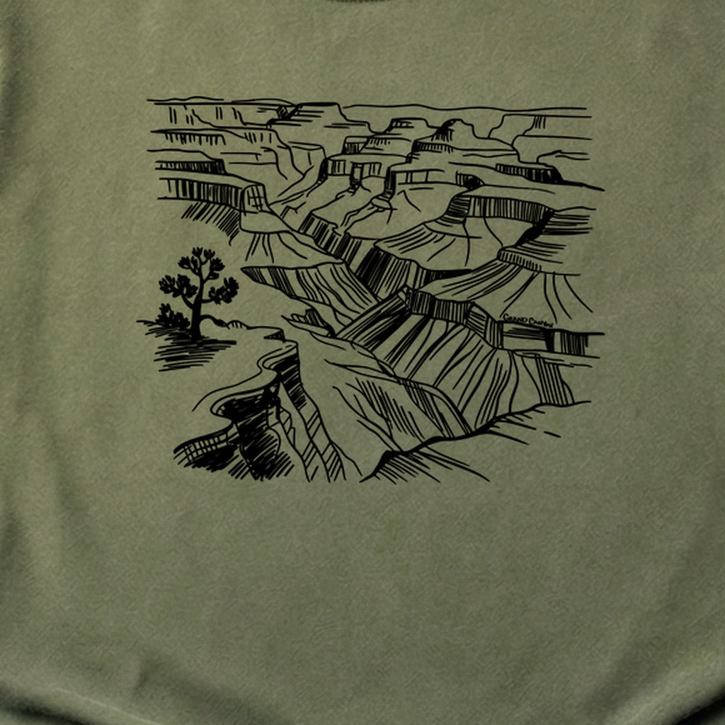 Grand Canyon Line Drawing Cotton T-Shirt