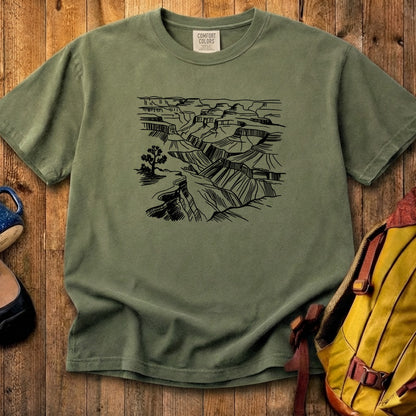 Grand Canyon Line Drawing Cotton T-Shirt