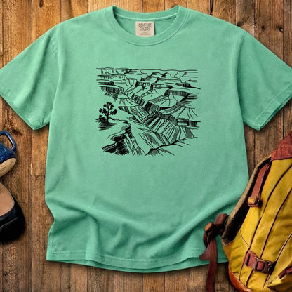 Grand Canyon Line Drawing Cotton T-Shirt