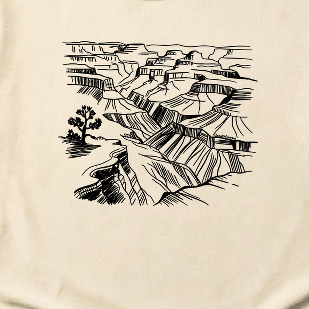 Grand Canyon Line Drawing Cotton T-Shirt