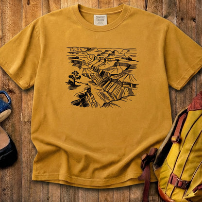 Grand Canyon Line Drawing Cotton T-Shirt