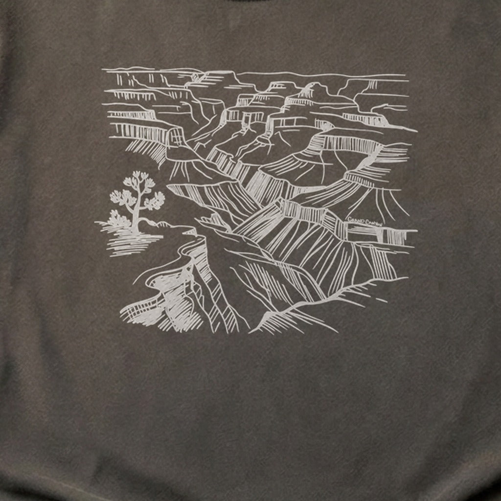 Grand Canyon Line Drawing Cotton T-Shirt