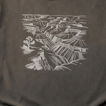 Grand Canyon Line Drawing Cotton T-Shirt