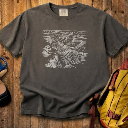 Grand Canyon Line Drawing Cotton T-Shirt