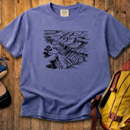 Grand Canyon Line Drawing Cotton T-Shirt