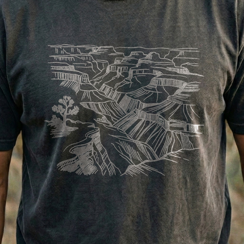 Grand Canyon Line Drawing Cotton T-Shirt