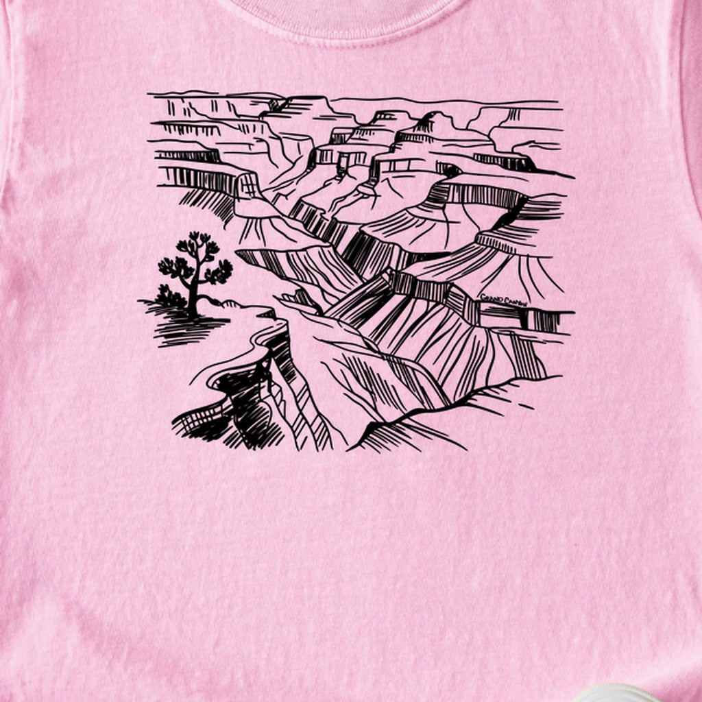 Grand Canyon Line Drawing Kids Cotton T-Shirt