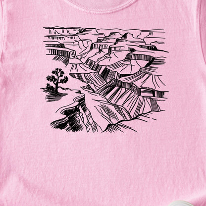 Grand Canyon Line Drawing Kids Cotton T-Shirt