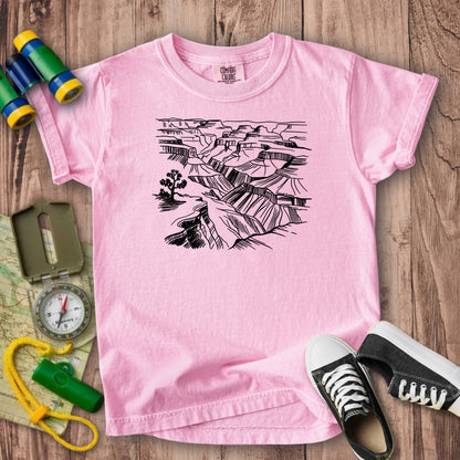 Grand Canyon Line Drawing Kids Cotton T-Shirt