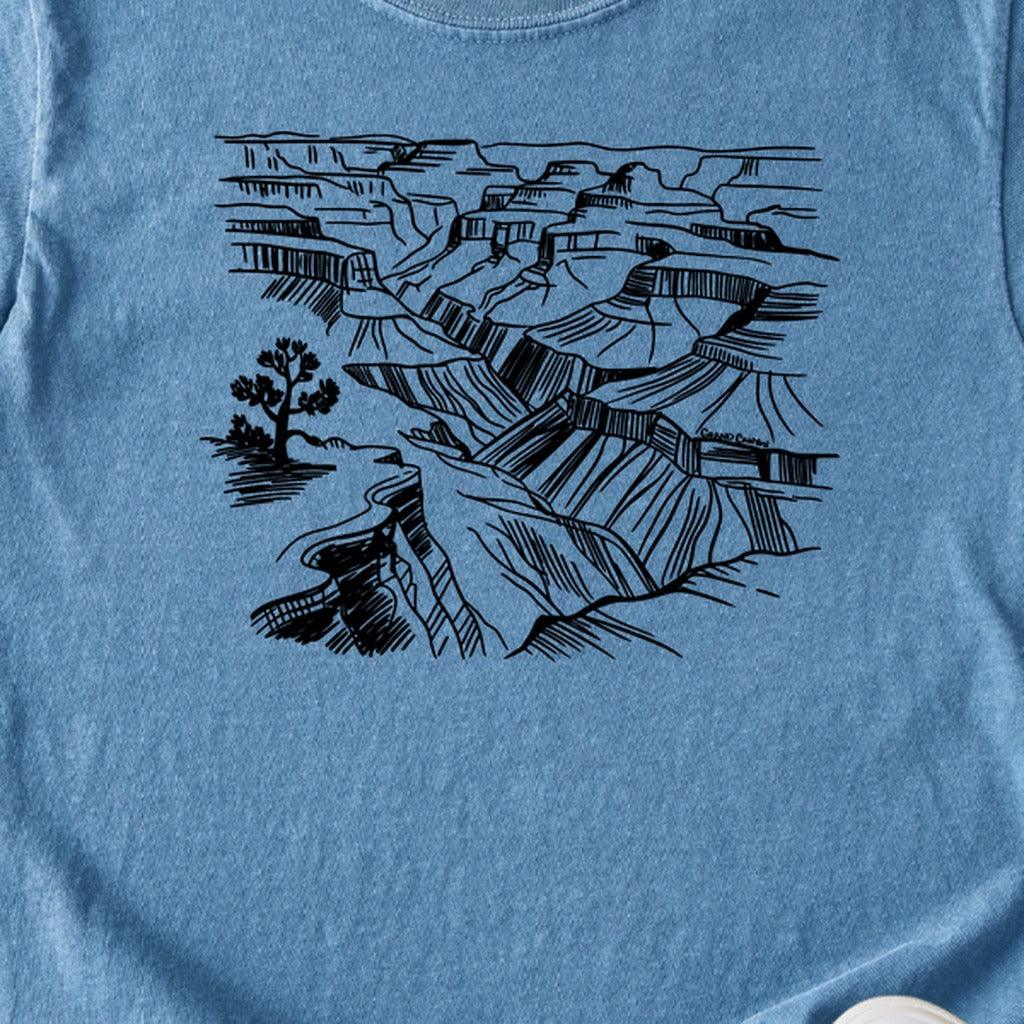 Grand Canyon Line Drawing Kids Cotton T-Shirt