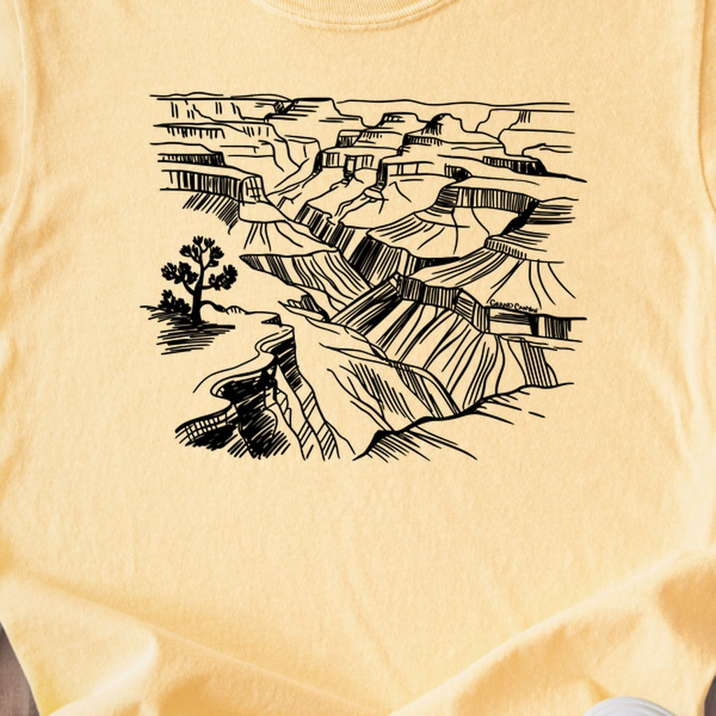 Grand Canyon Line Drawing Kids Cotton T-Shirt
