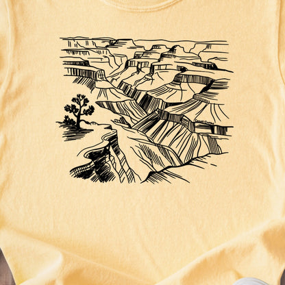 Grand Canyon Line Drawing Kids Cotton T-Shirt