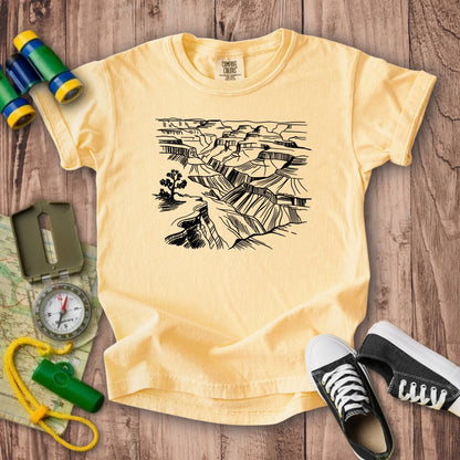 Grand Canyon Line Drawing Kids Cotton T-Shirt