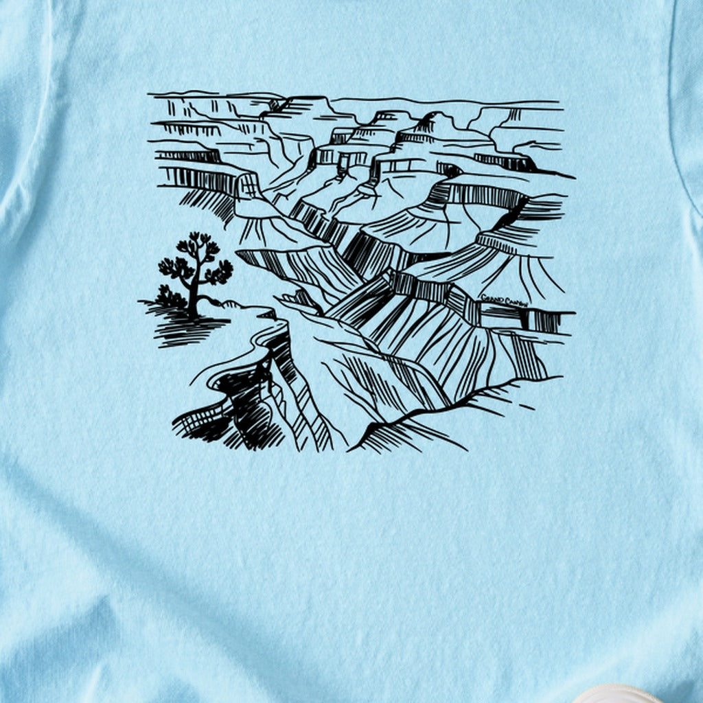 Grand Canyon Line Drawing Kids Cotton T-Shirt