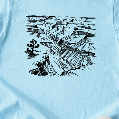 Grand Canyon Line Drawing Kids Cotton T-Shirt