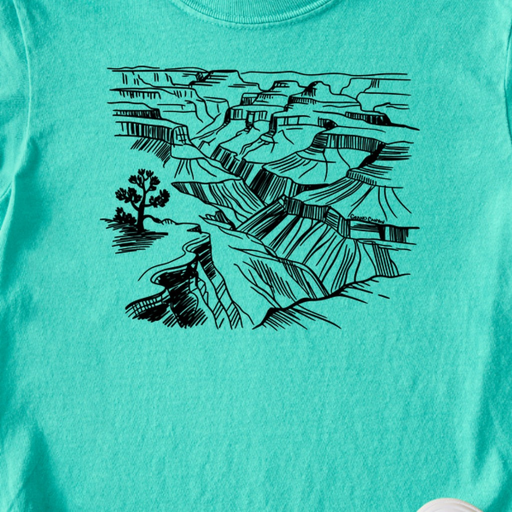 Grand Canyon Line Drawing Kids Cotton T-Shirt