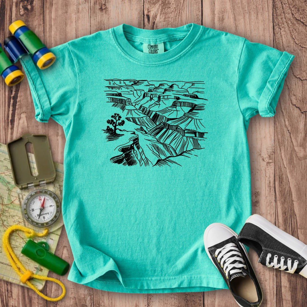 Grand Canyon Line Drawing Kids Cotton T-Shirt