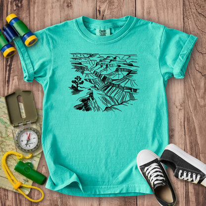 Grand Canyon Line Drawing Kids Cotton T-Shirt