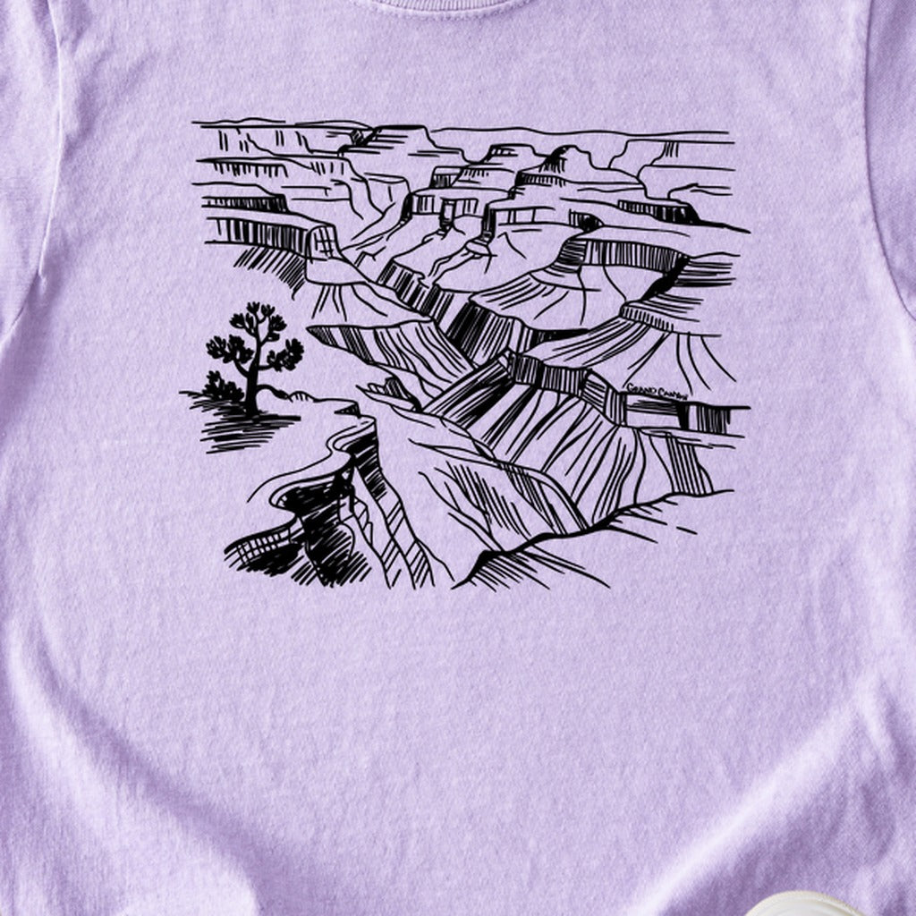 Grand Canyon Line Drawing Kids Cotton T-Shirt
