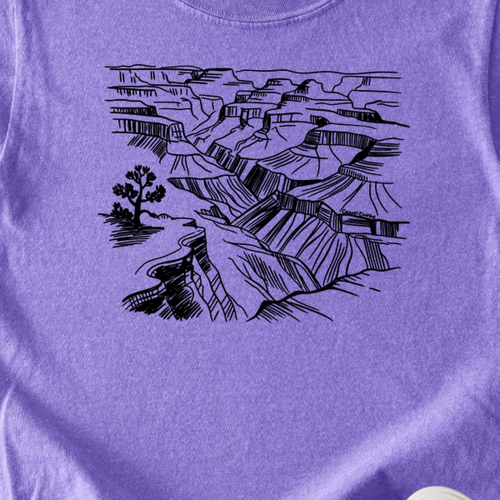Grand Canyon Line Drawing Kids Cotton T-Shirt
