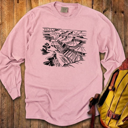 Grand Canyon Line Drawing Cotton Long Sleeve