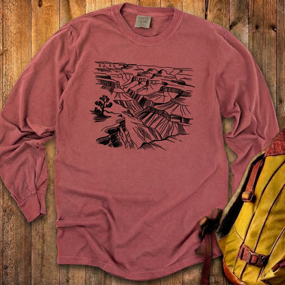 Grand Canyon Line Drawing Cotton Long Sleeve