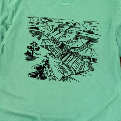 Grand Canyon Line Drawing Cotton Long Sleeve