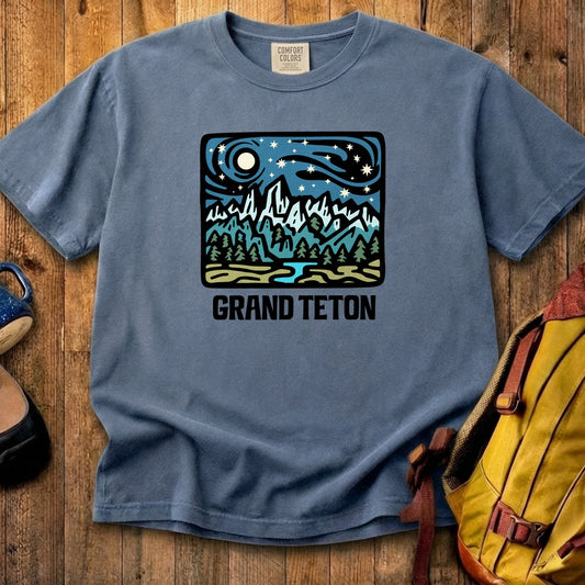 Grand Teton at Night Cotton T-Shirt