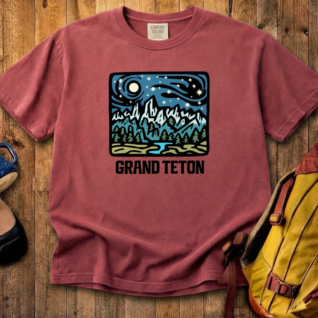 Grand Teton at Night Cotton T-Shirt