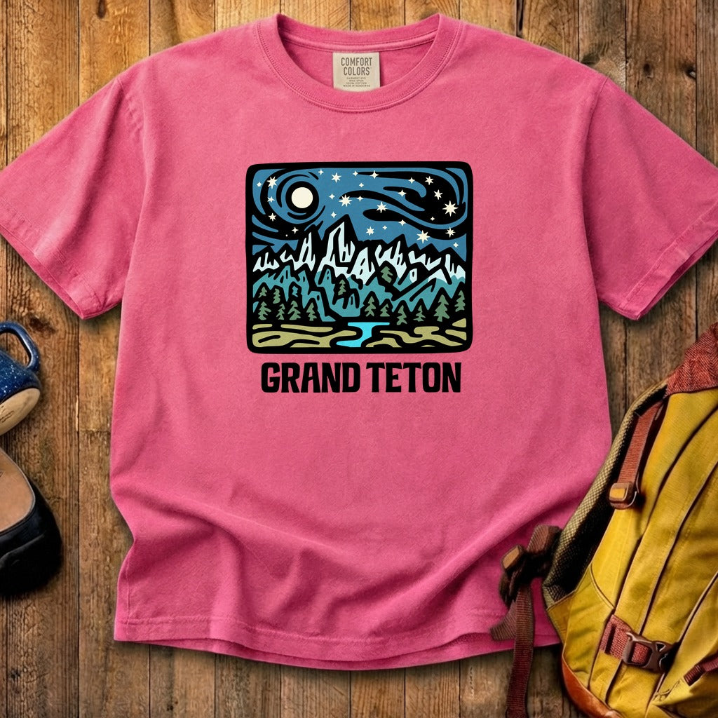 Grand Teton at Night Cotton T-Shirt