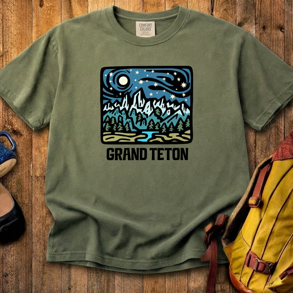 Grand Teton at Night Cotton T-Shirt
