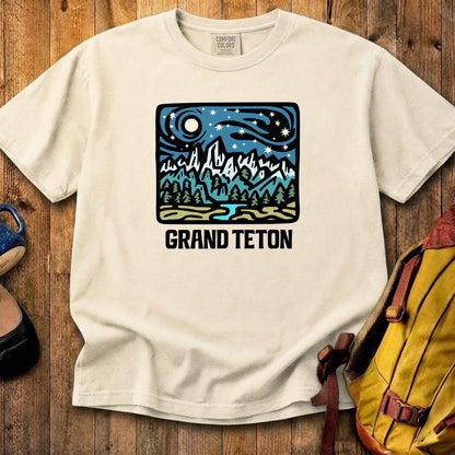 Grand Teton at Night Cotton T-Shirt