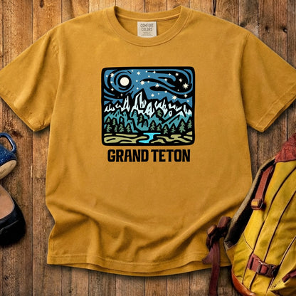Grand Teton at Night Cotton T-Shirt