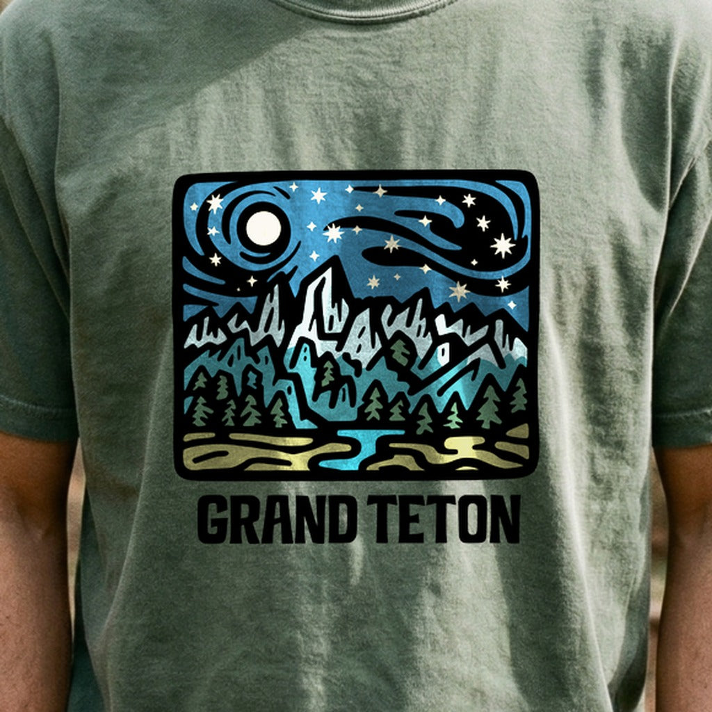 Grand Teton at Night Cotton T-Shirt