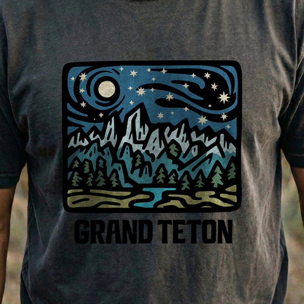 Grand Teton at Night Cotton T-Shirt