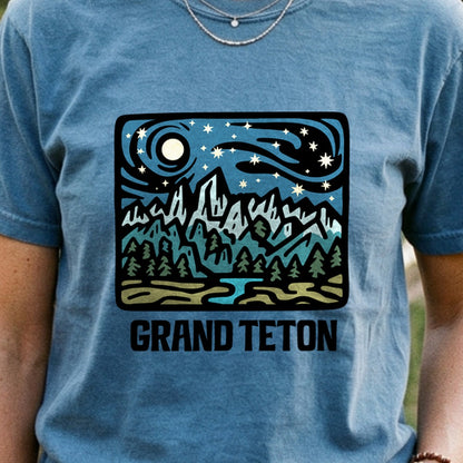 Grand Teton at Night Cotton T-Shirt