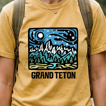 Grand Teton at Night Cotton T-Shirt