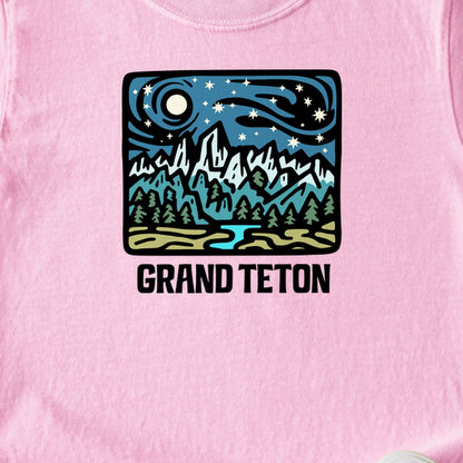 Grand Teton at Night Kids Cotton T-Shirt
